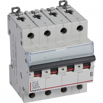 Автоматический выключатель LEGRAND DX³-E 6000 6 кА тип C 4П 230/400 В 25А 4 модуля белый